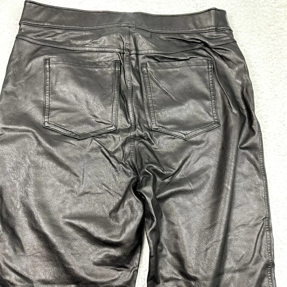 SPANX Faux Leather-Like Skinny Pant Women's Large Black‎ Ankle Stretch Slimming